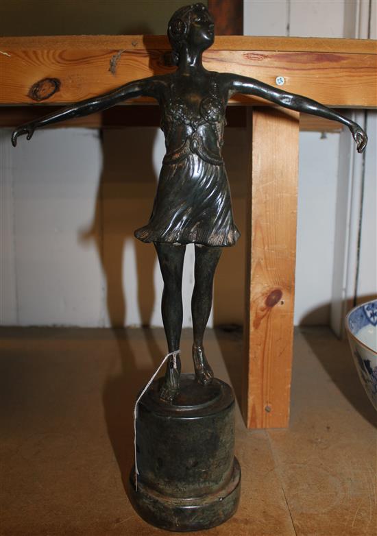 Bronze 1930s dancer signed P. Chenet